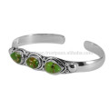 Grüner Kupfer Türkis Natur Edelstein &amp; 925 Sterling Silber Lünette Set Armreif Schmuck